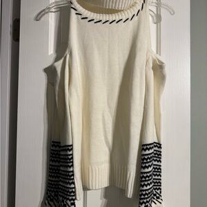 VENUS Off-the-Shoulder Sweater - Cream and Black